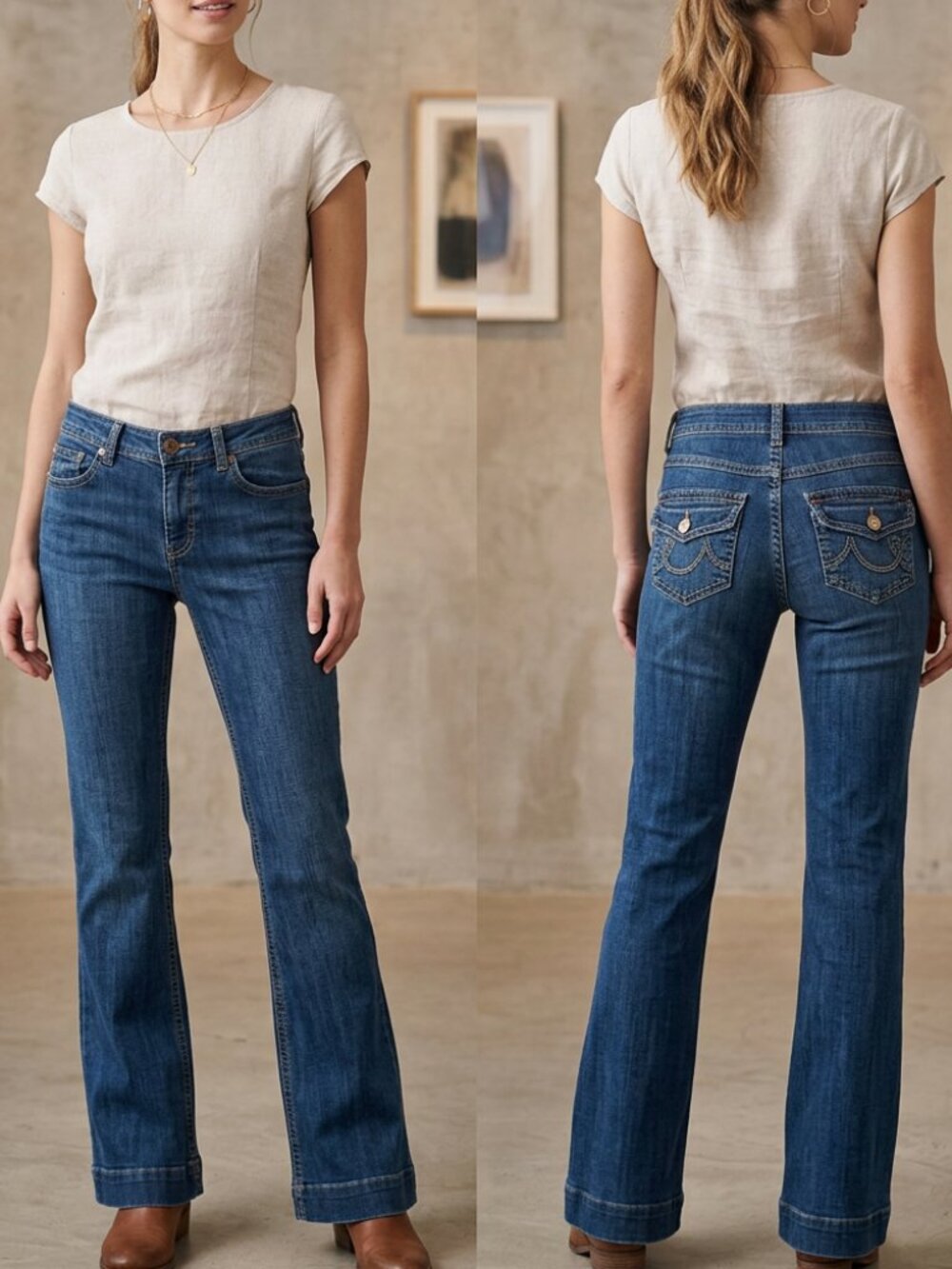 CAbi Jeans Style #178R Blue Stretch Denim Contemporary Boot Cut